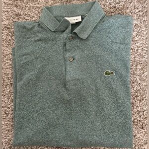 Lacoste men’s green marled linen blend classic fit golf polo shirt